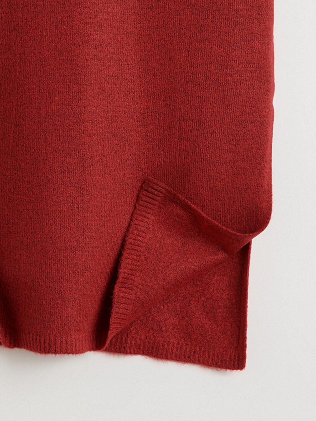 Polo Neck Slit Knit Dress-5