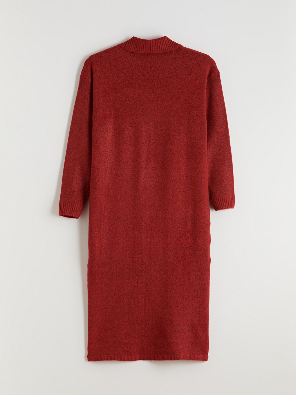 Polo Neck Slit Knit Dress-6