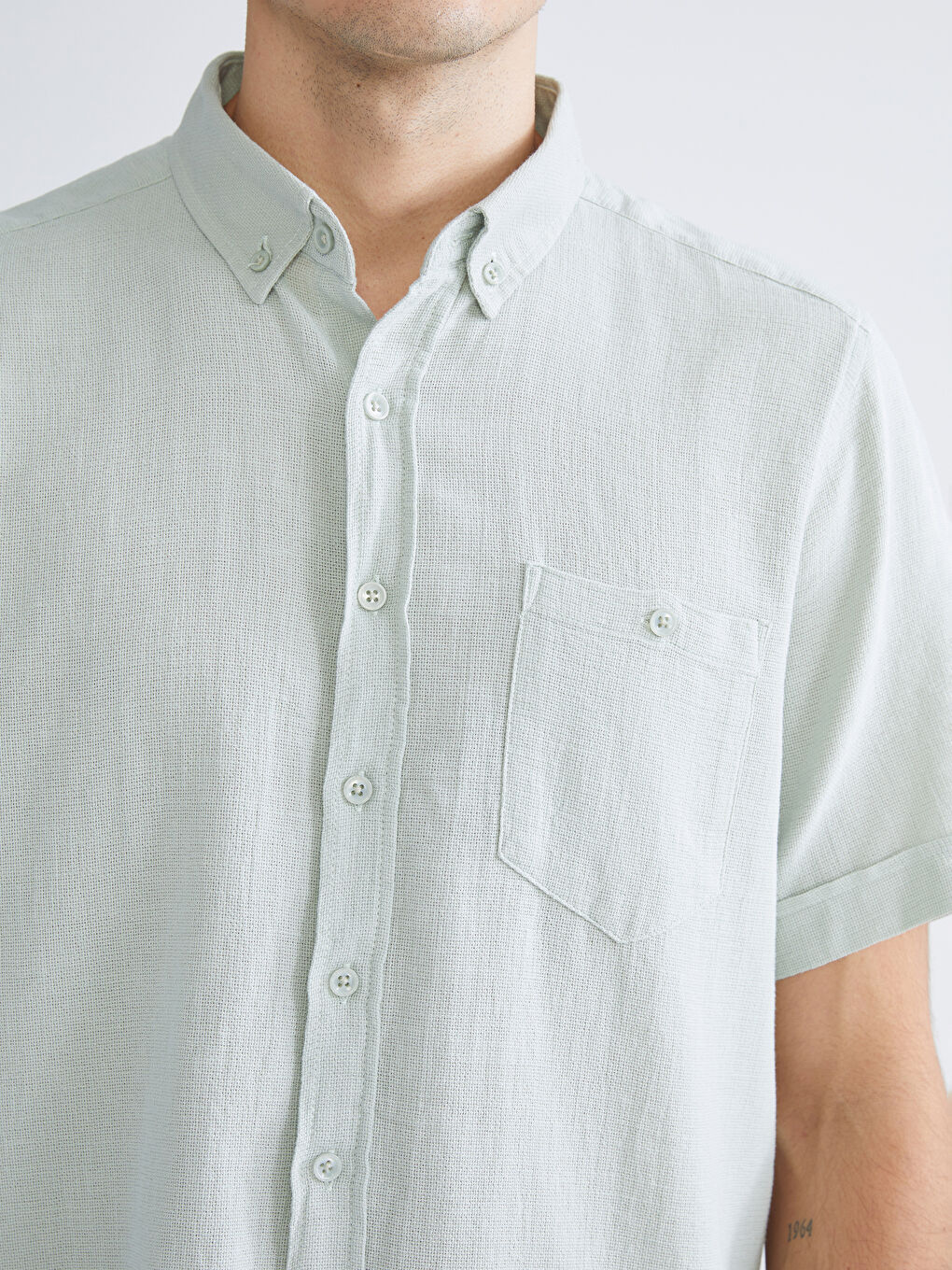 Gri Regular Fit Kısa Kollu Erkek Gömlek-2