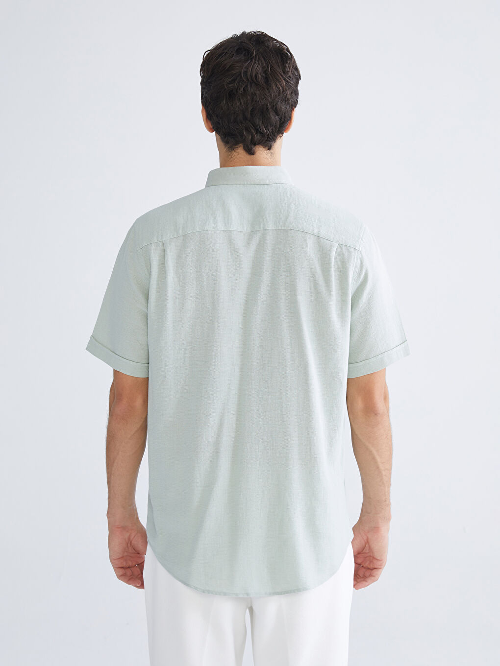 Gri Regular Fit Kısa Kollu Erkek Gömlek-3