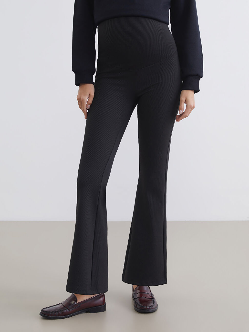 Belly Panel Flare Maternity Leggings-1