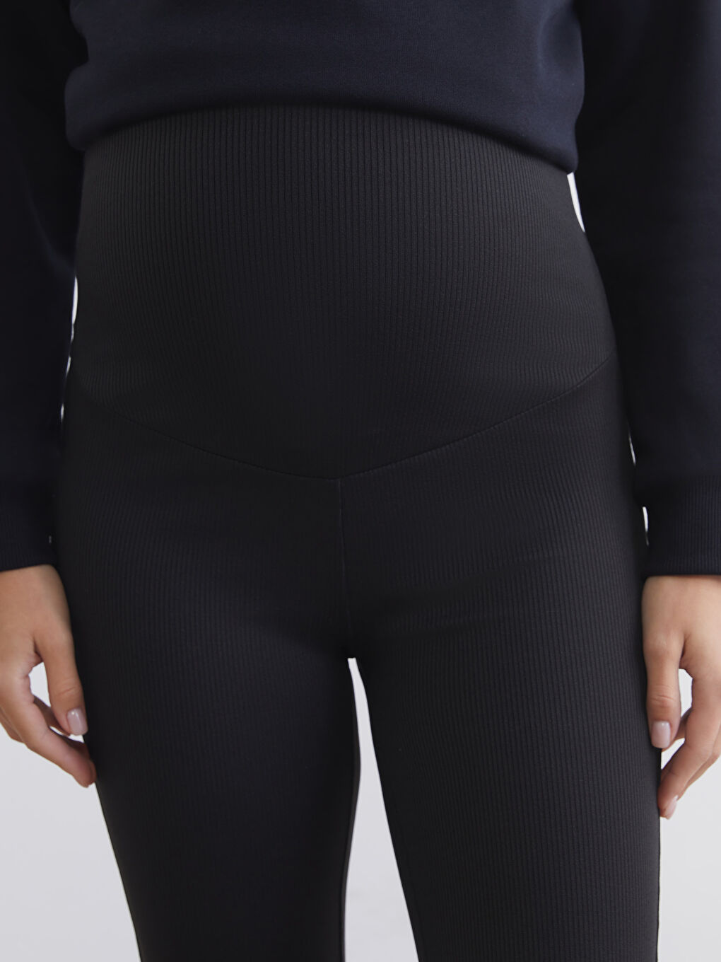 Belly Panel Flare Maternity Leggings-2