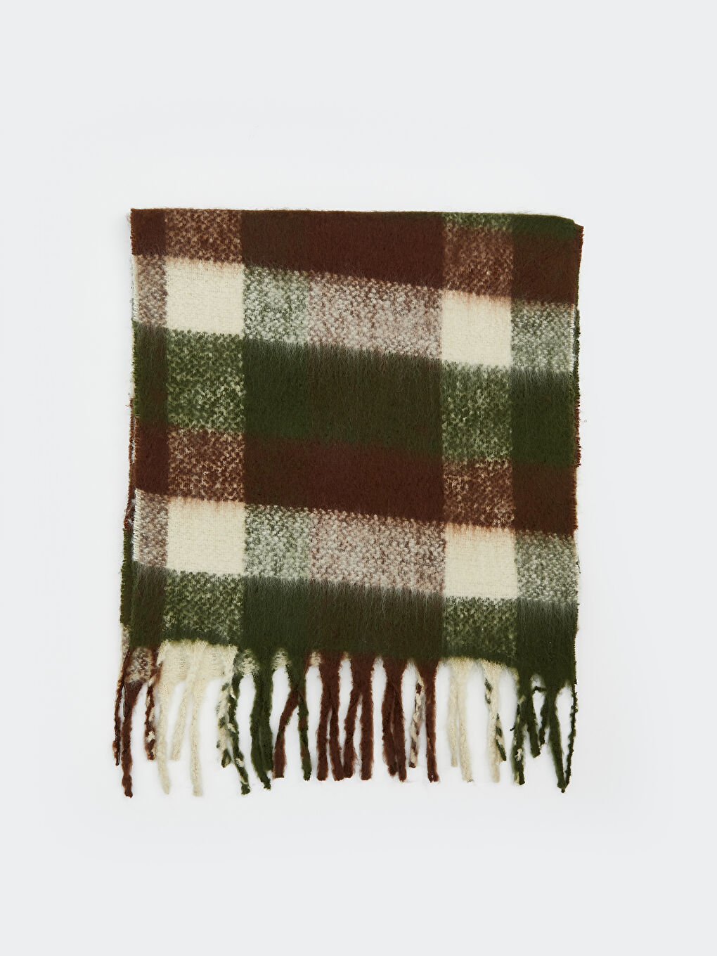 Haki Ekose Desenli Erkek Atkı-1