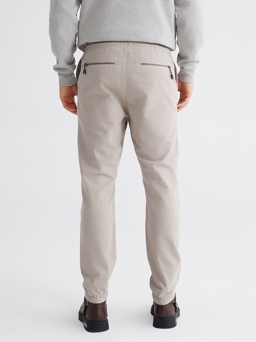 Bej Beli Lastikli Erkek Jogger Pantolon-3