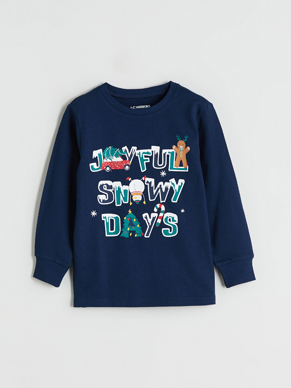 Crew Neck Christmas Themed Boys' Pyjama Set-1