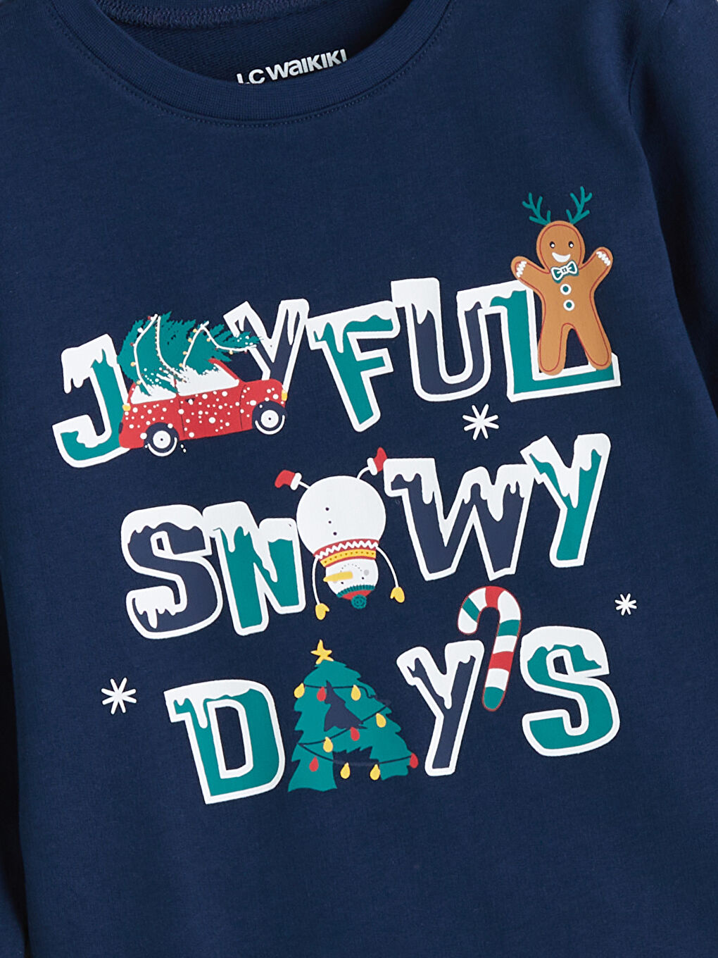 Crew Neck Christmas Themed Boys' Pyjama Set-2