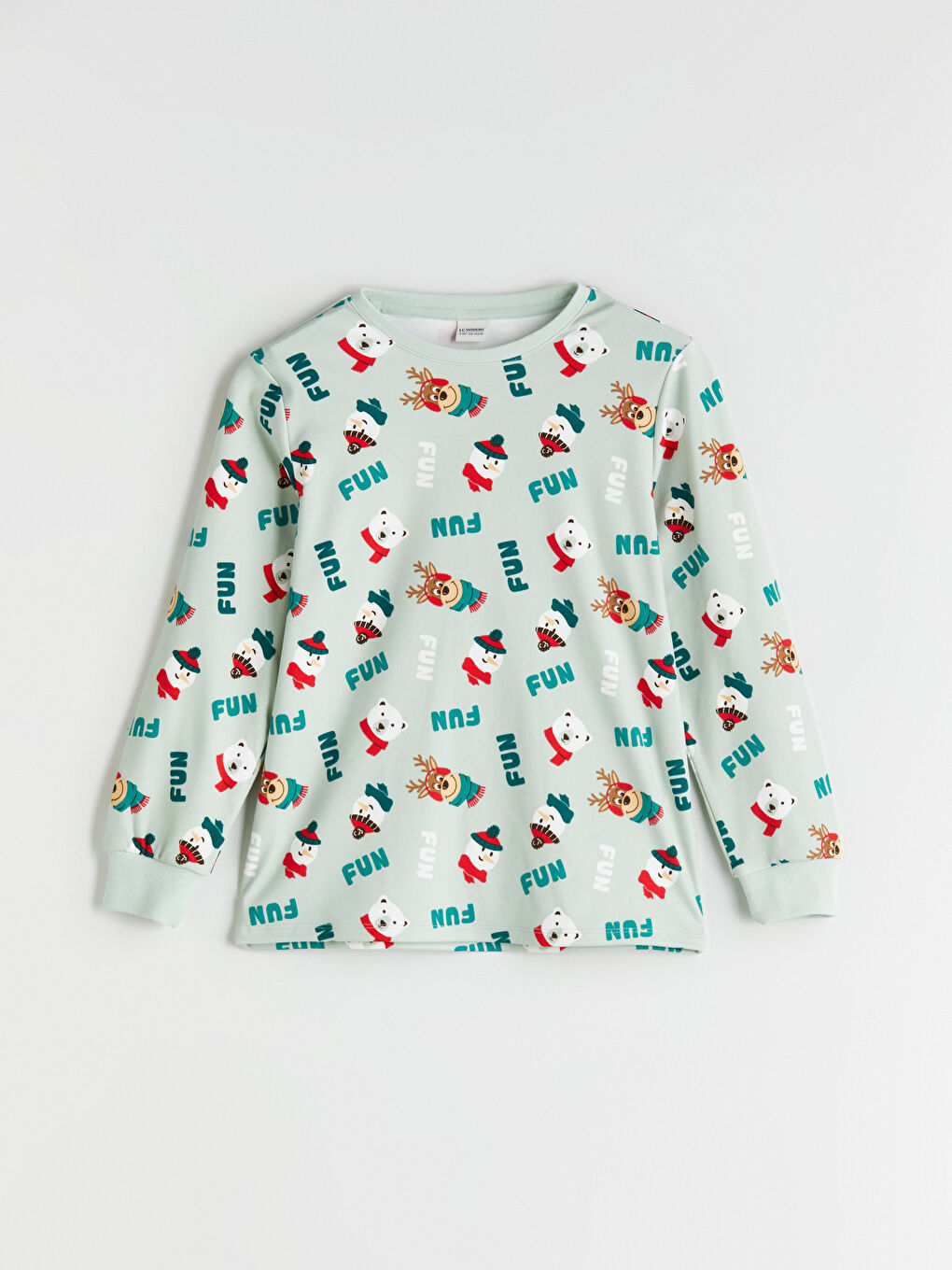 قميص بيجاما أولاد بطابع عيد الميلاد بكول مدور