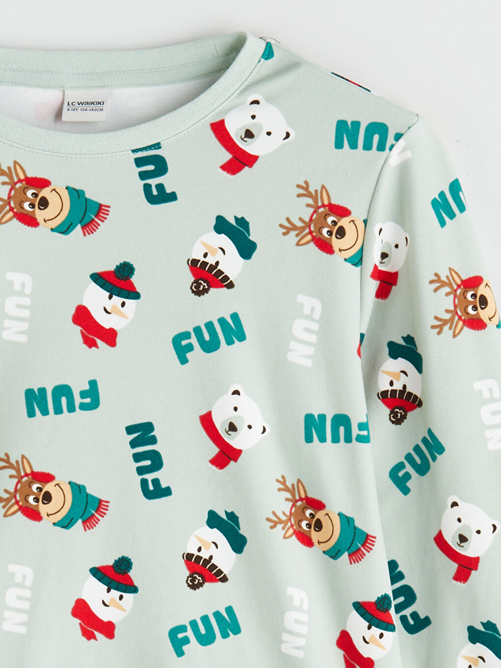 قميص بيجاما أولاد بطابع عيد الميلاد بكول مدور-1