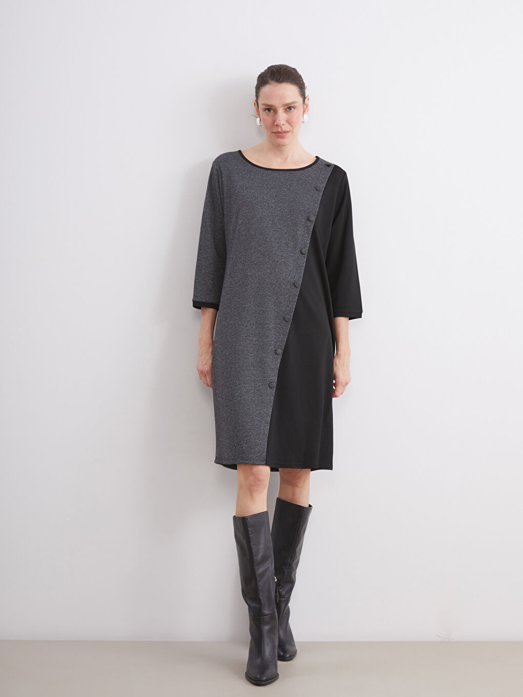 Crew Neck Color Block Dress