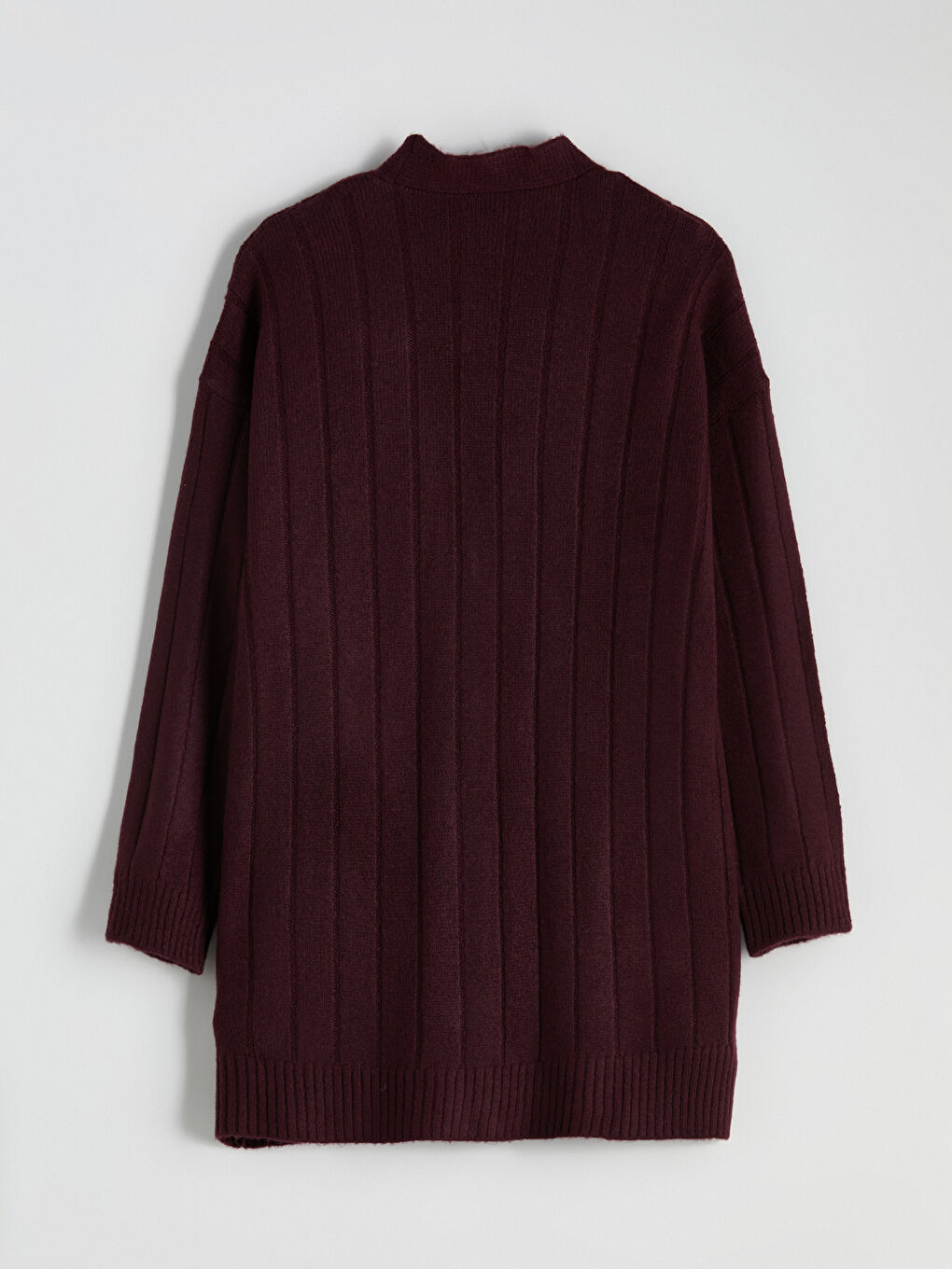 Bordo V Yaka Kadın Triko Hırka-7