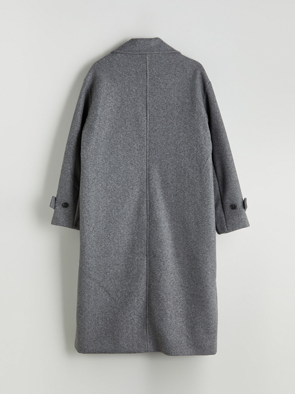 Gri Kruvaze Yaka Kadın Kaşe Kaban-7