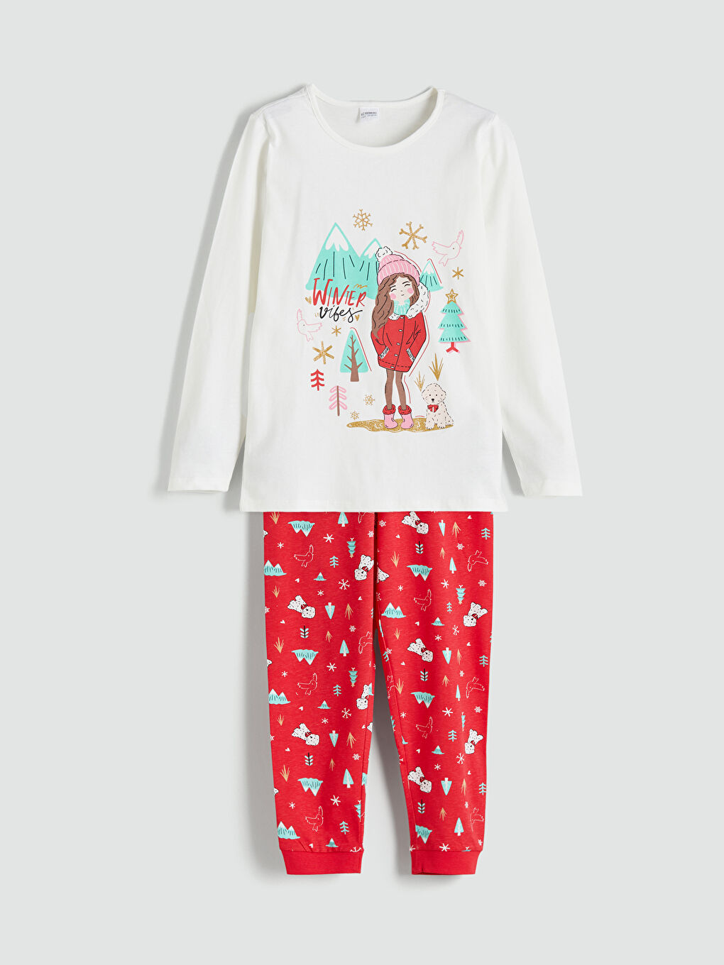 Crew Neck Girls' Pyjama Set