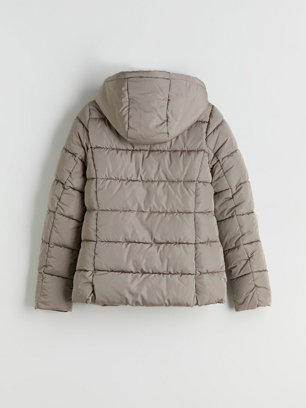 Kahverengi Kapüşonlu Kadın Şişme Mont-7