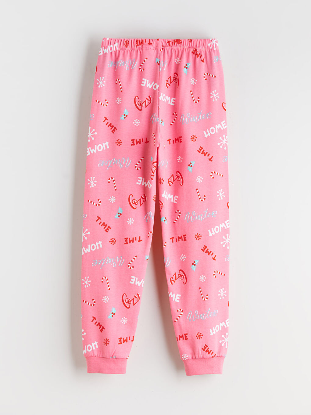 Gri Bisiklet Yaka Kız Çocuk Pijama Takımı-6