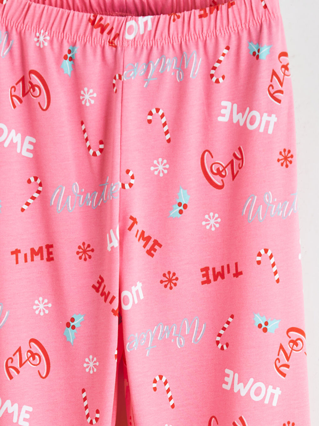 Gri Bisiklet Yaka Kız Çocuk Pijama Takımı-8