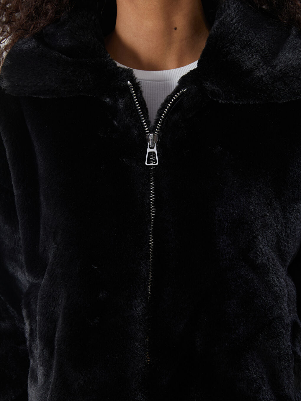 Jacket Neck Women's Fur Overcoat-2