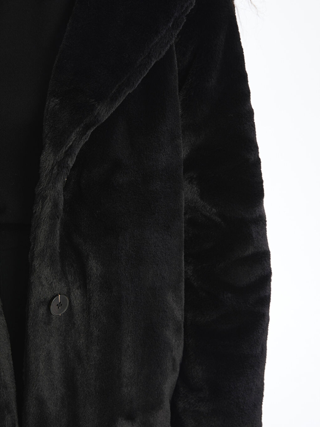 Jacket Neck Women's Fur Overcoat-2