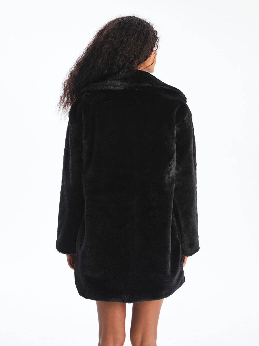 Jacket Neck Women's Fur Overcoat-4