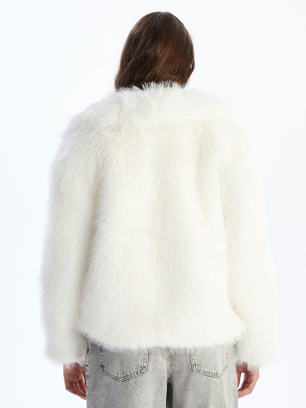 Jacket Neck Women's Fur Overcoat-4