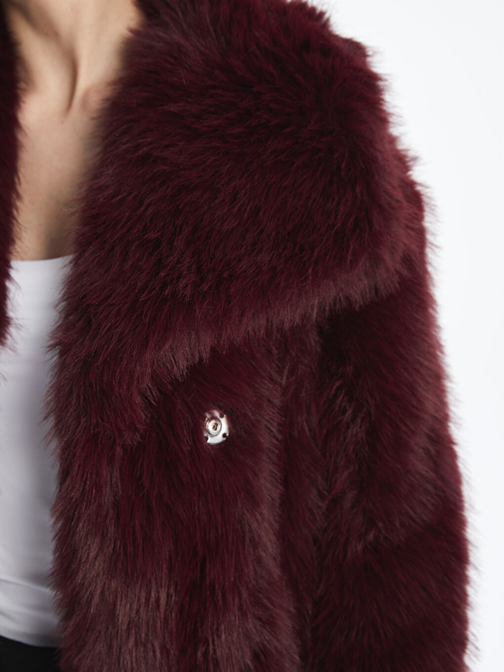 Jacket Neck Women's Fur Overcoat-2