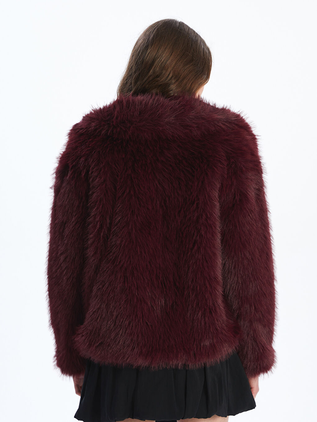 Jacket Neck Women's Fur Overcoat-4