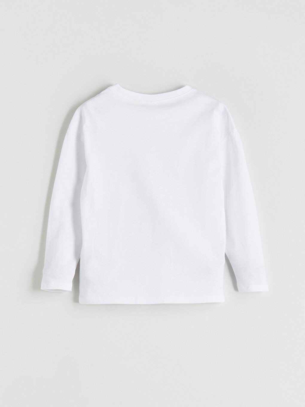 Beyaz Bisiklet Yaka Stitch ve Angel Baskılı Kız Çocuk Pijama Üst-1