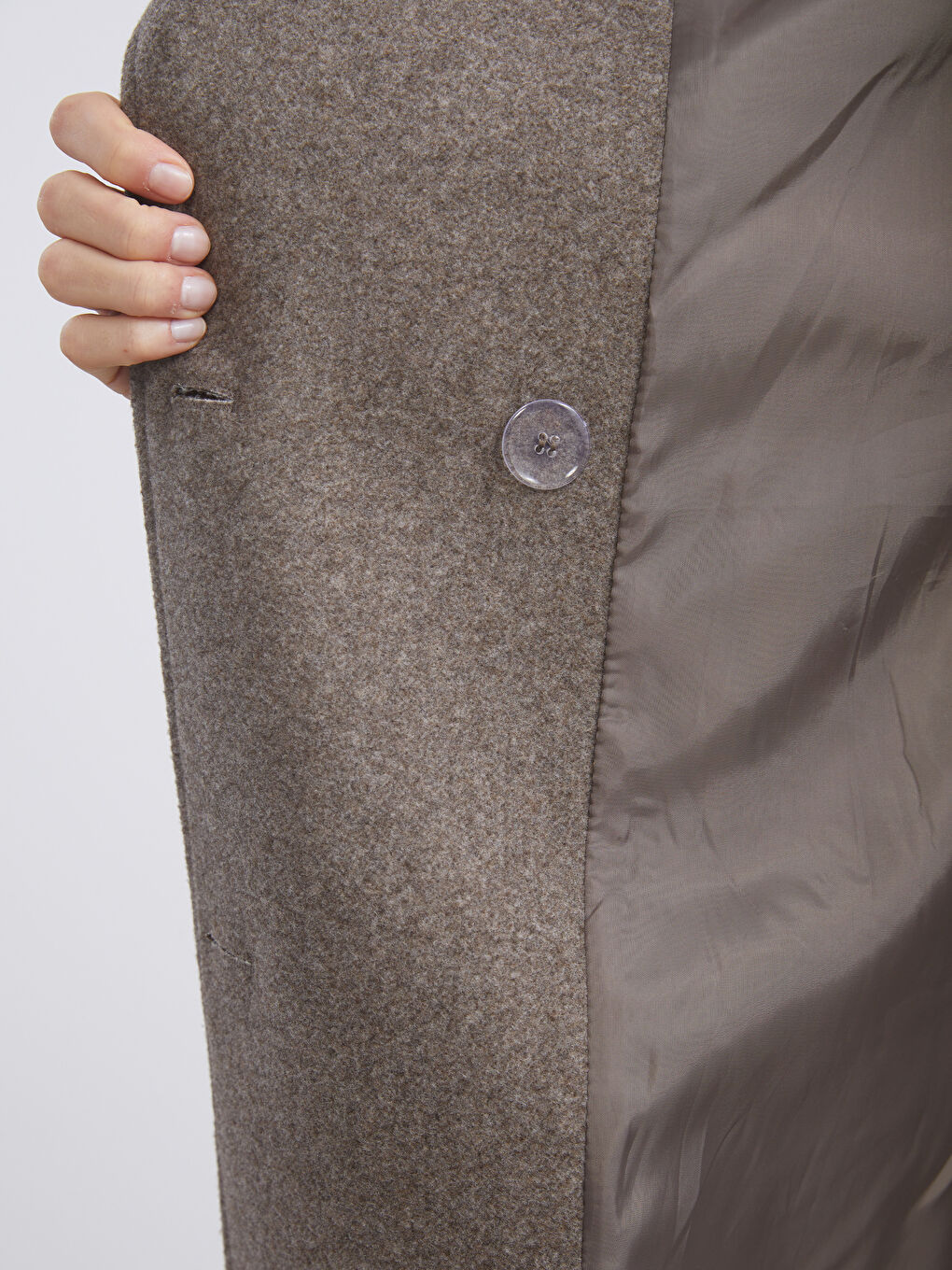 Kahverengi Kruvaze Yaka Kadın Kaşe Kaban-3