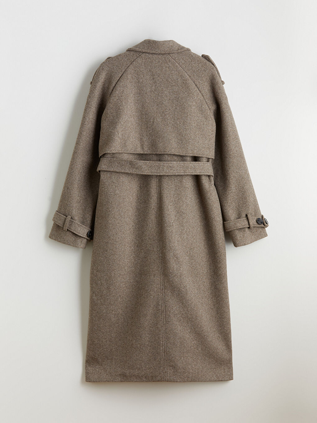 Kahverengi Kruvaze Yaka Kadın Kaşe Kaban-7