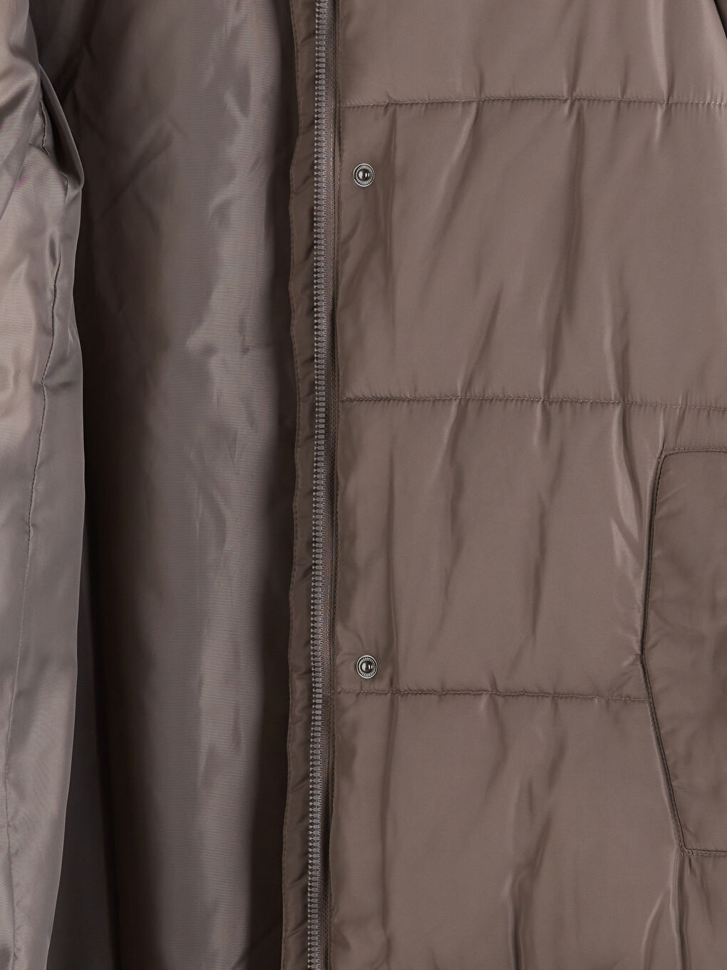 Kahverengi Kapüşonlu Kapitone Kadın Şişme Mont-6