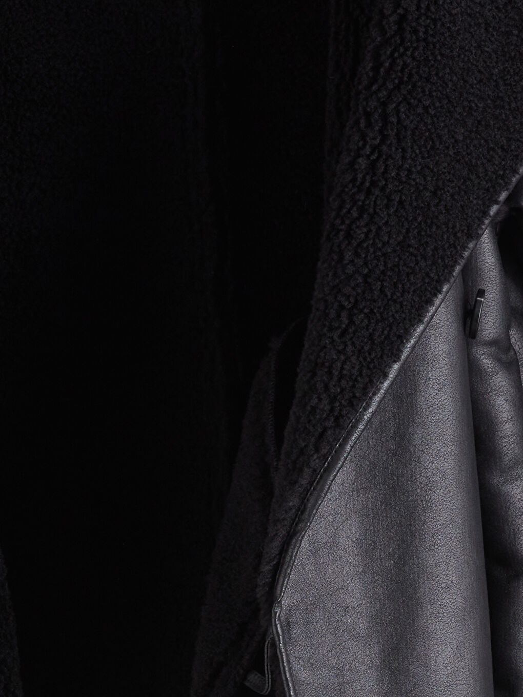 Siyah Pelüş Biker Yaka Kadın Süet Mont-6