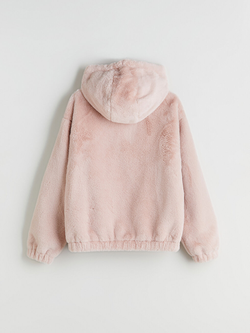 Pembe Kapüşonlu Kadın Kürk Mont-7