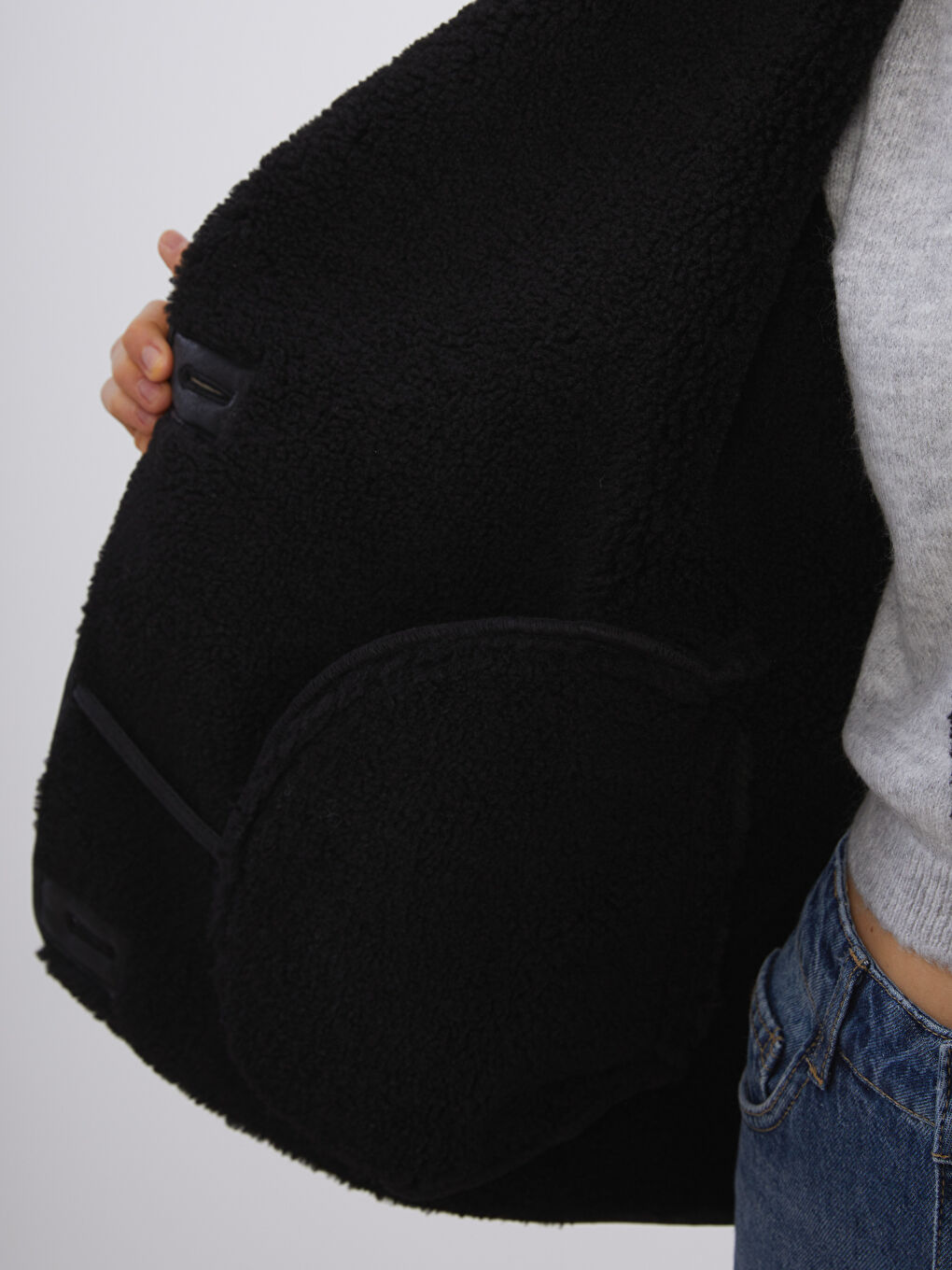 Fur Collar Women's Faux Leather Coat-3