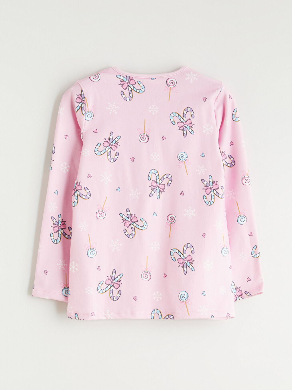 Pembe Bisiklet Yaka Kız Çocuk Pijama Takımı-5