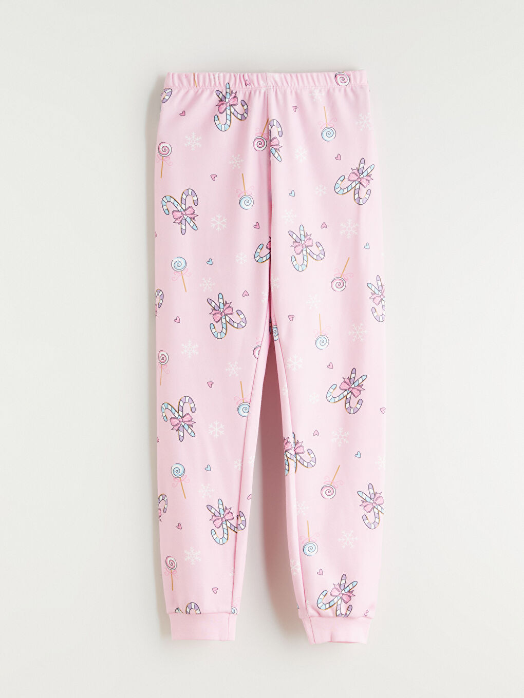 Pembe Bisiklet Yaka Kız Çocuk Pijama Takımı-6