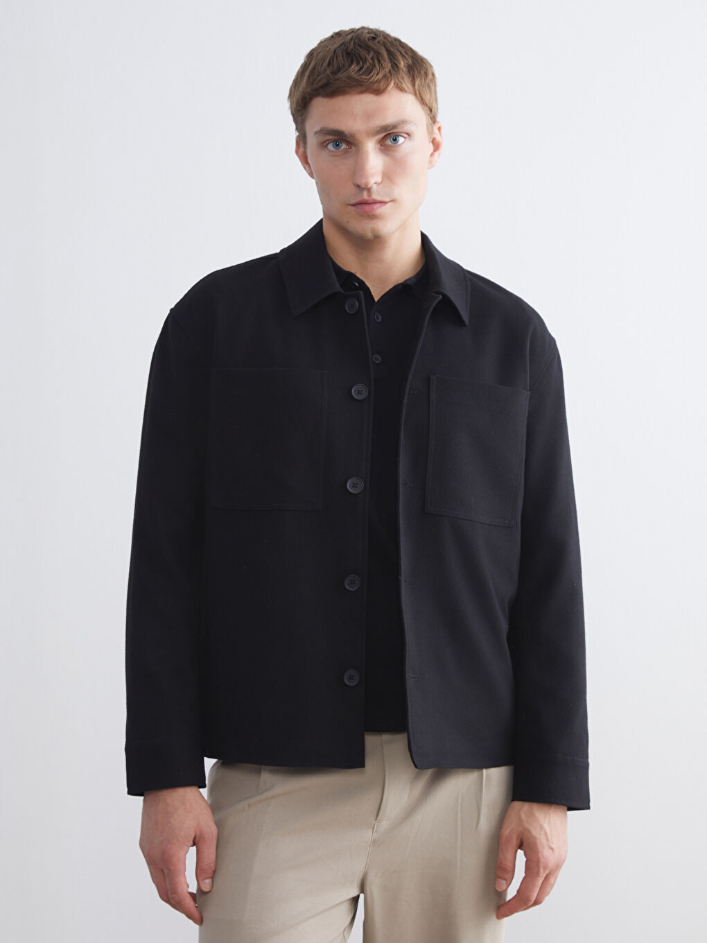 Regular Fit Long Sleeve Men's Shirt Jacket