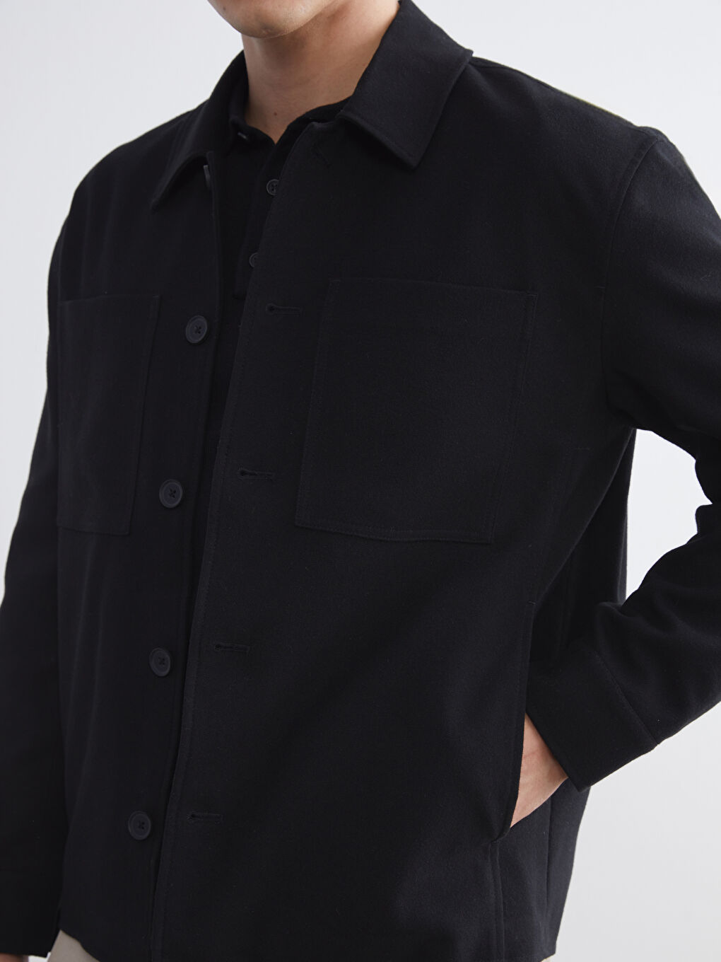 Regular Fit Long Sleeve Men's Shirt Jacket-2