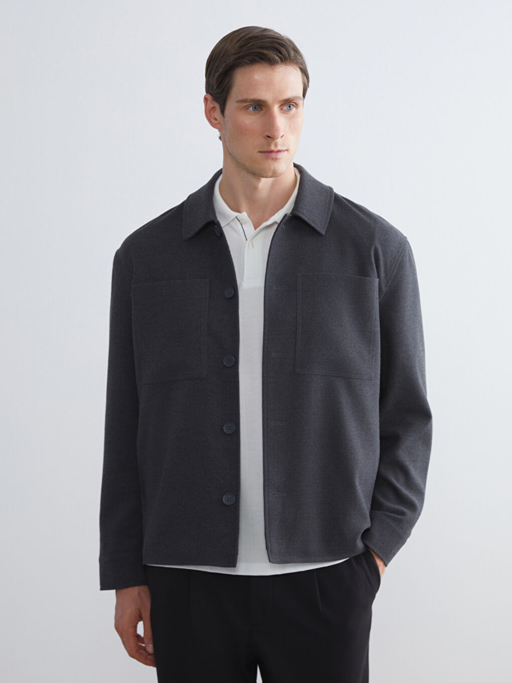 Regular Fit Long Sleeve Men's Shirt Jacket