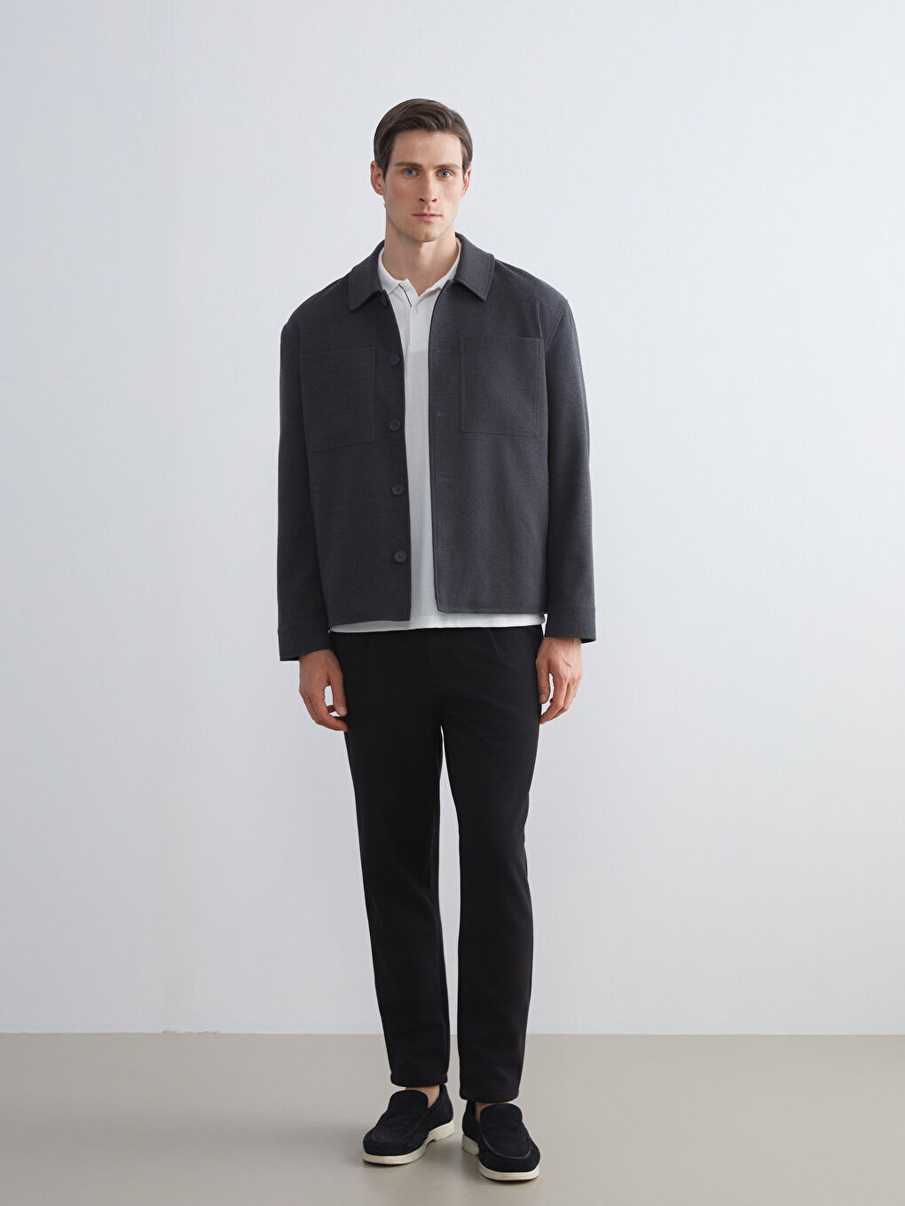 Regular Fit Long Sleeve Men's Shirt Jacket-1