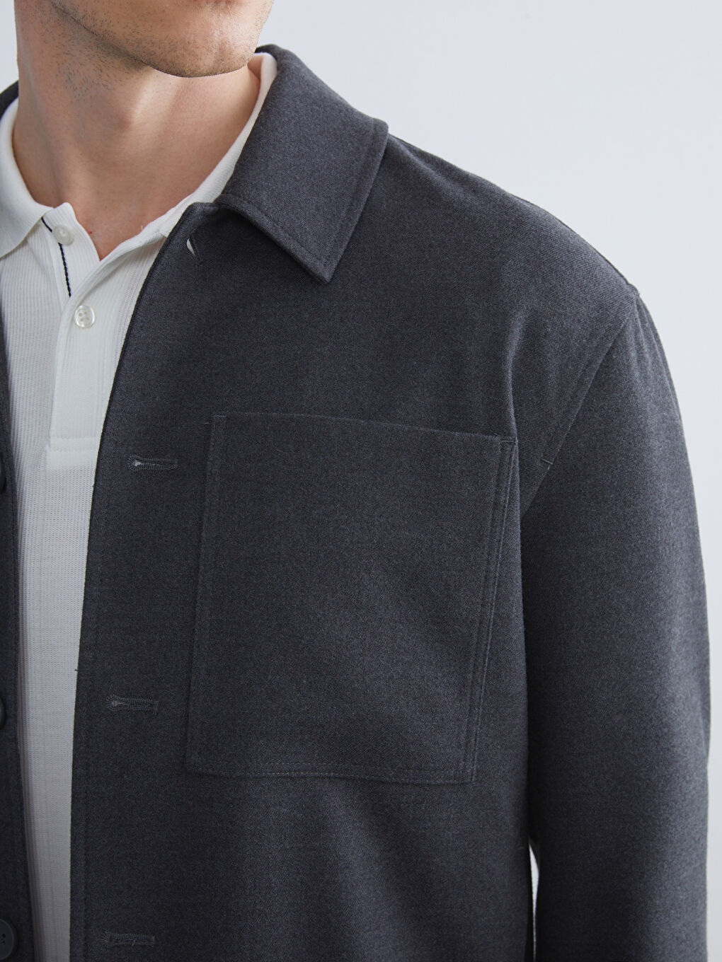Regular Fit Long Sleeve Men's Shirt Jacket-2