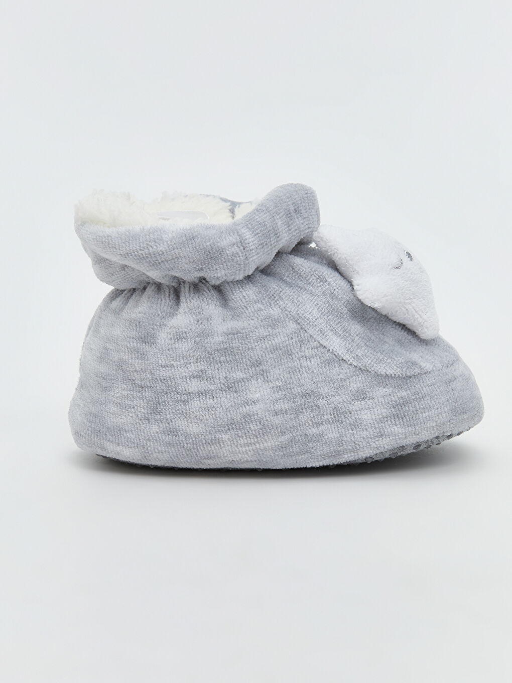 Gri Nakışlı Pelüş Kız Bebek Ev Botu-1