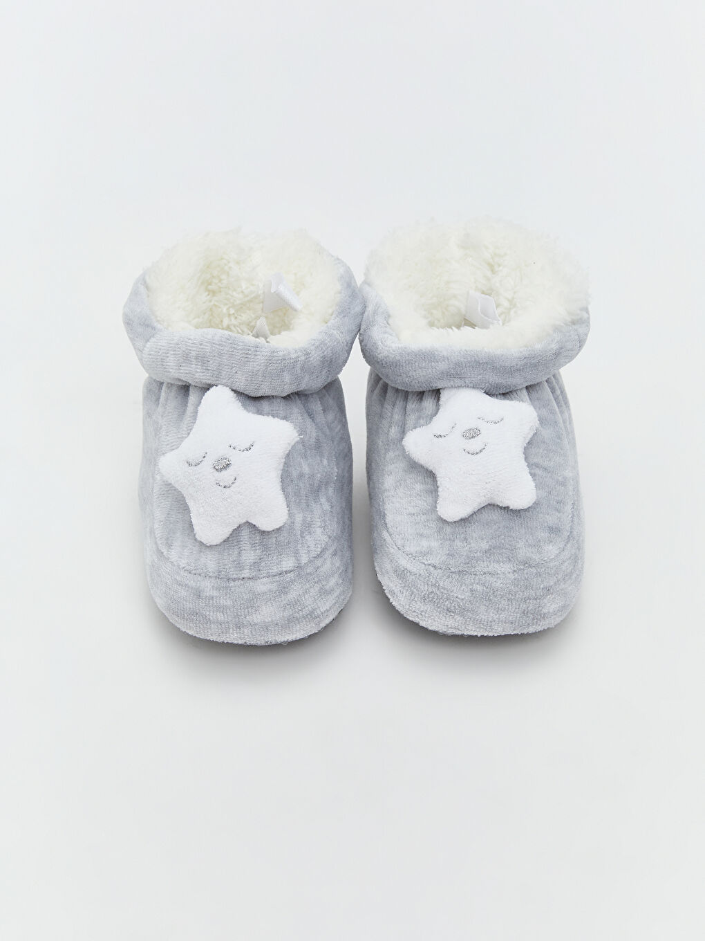 Gri Nakışlı Pelüş Kız Bebek Ev Botu-2