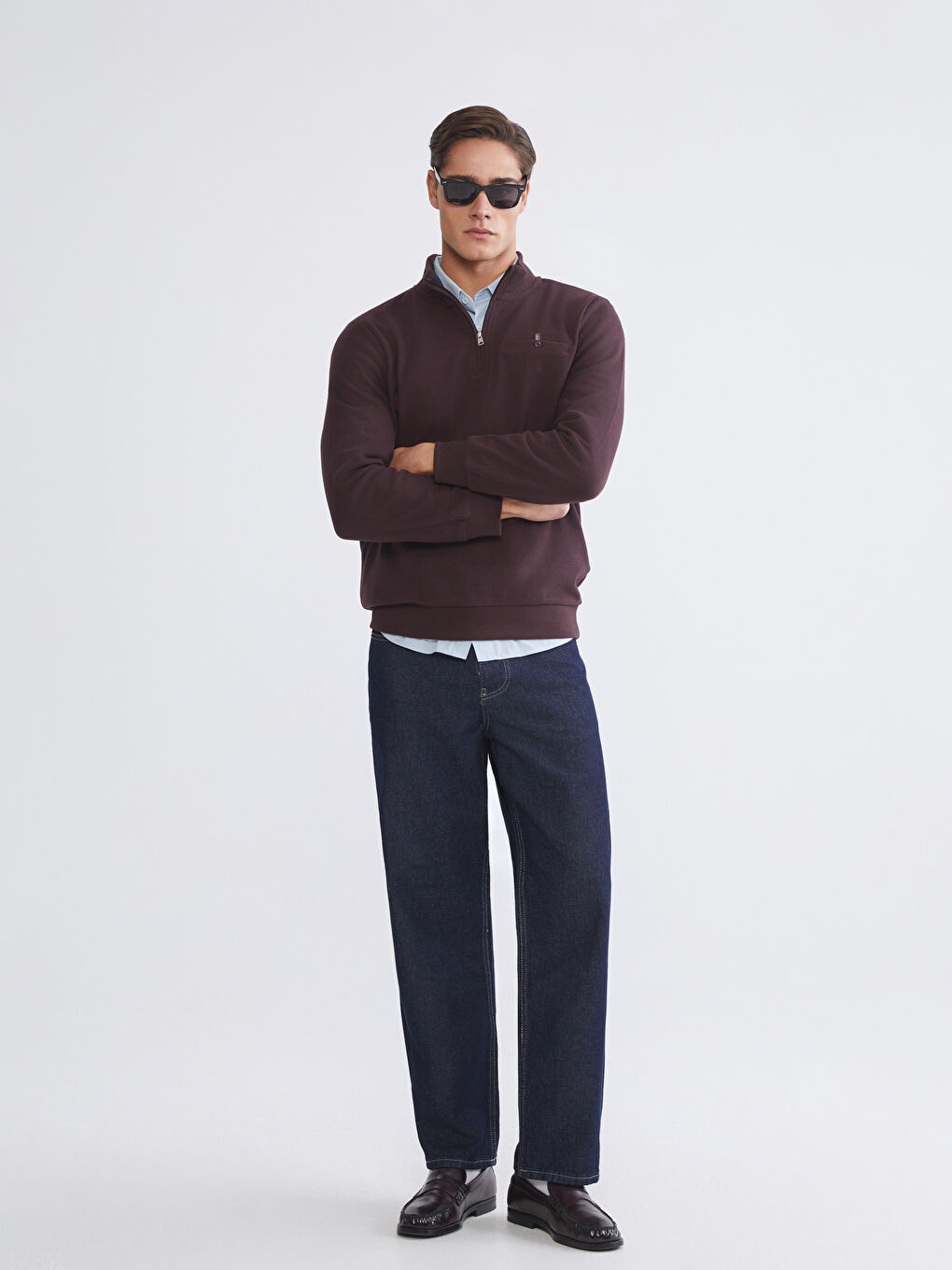 Ерлерге арналған свитшот биік жағалы және сыдырмалы-1