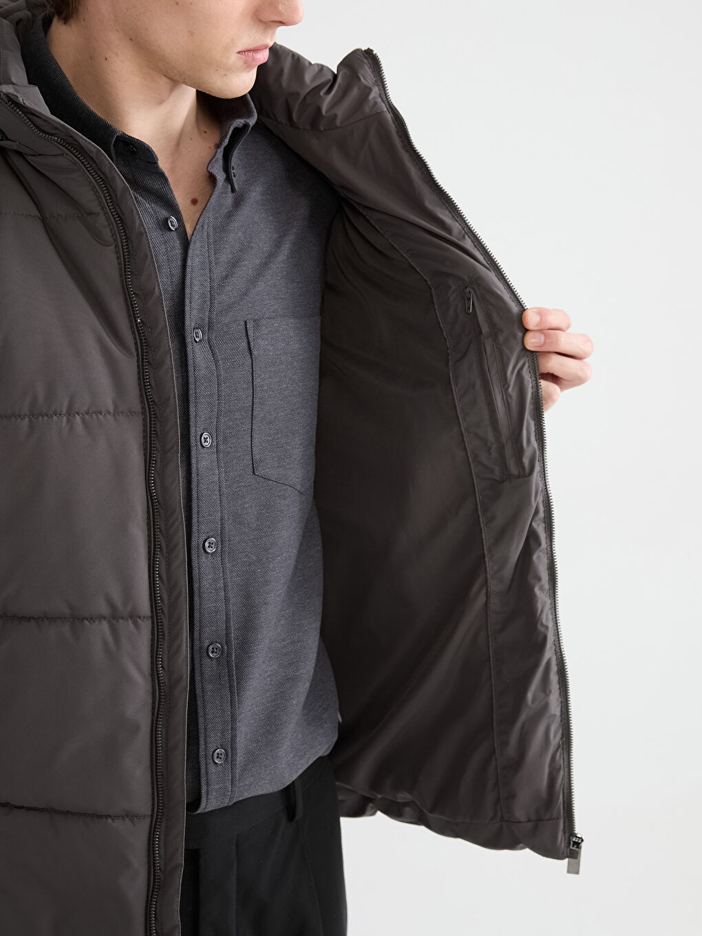 Standard Fit Hooded Men's Puffer Coat-2