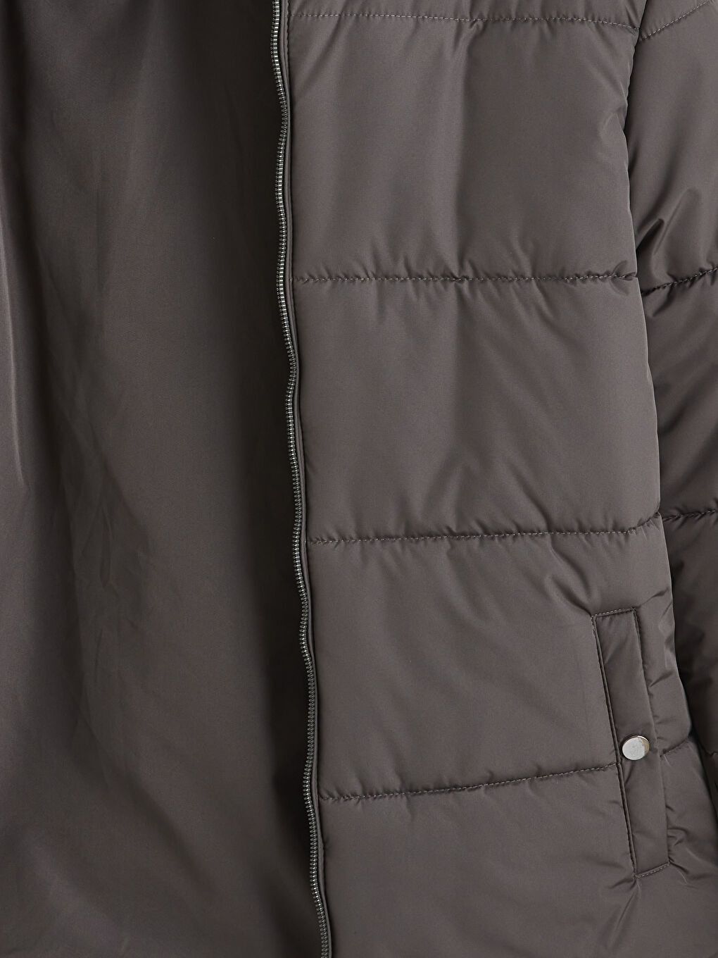 Gri Standart Kalıp Kapüşonlu Erkek Şişme Mont-1