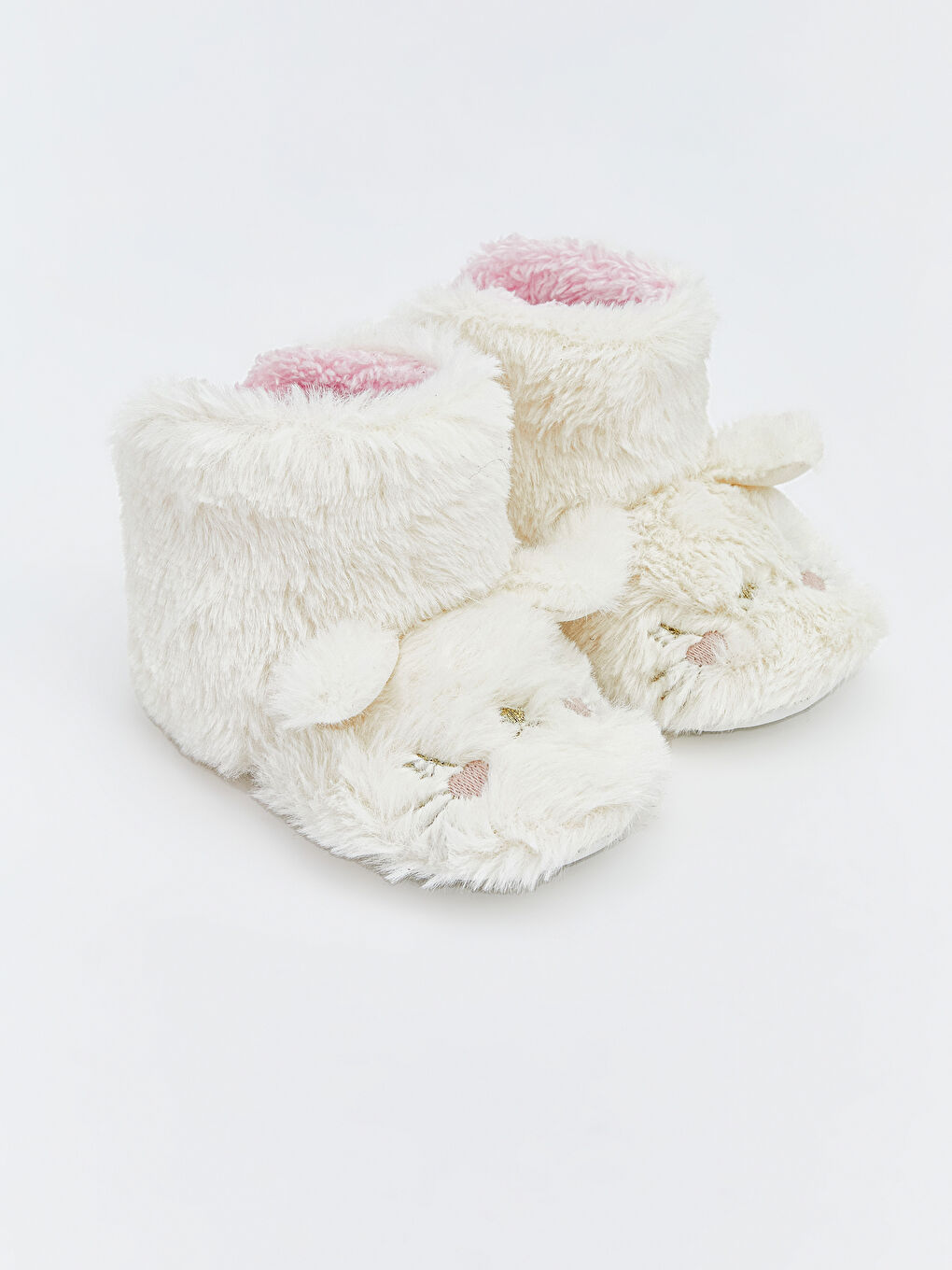 Ekru Tavşan Figürlü Pelüş Kız Bebek Panduf