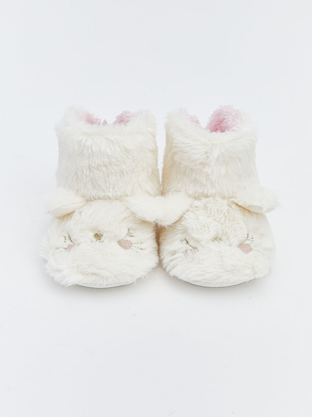 Ekru Tavşan Figürlü Pelüş Kız Bebek Panduf-2