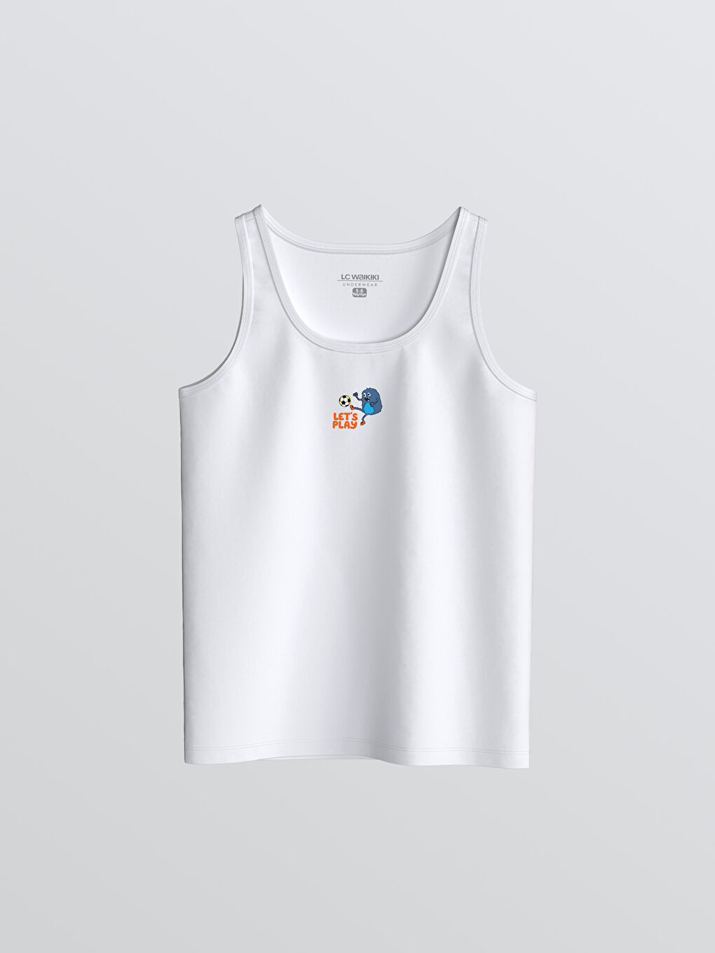 Beyaz Baskılı Erkek Çocuk Atlet