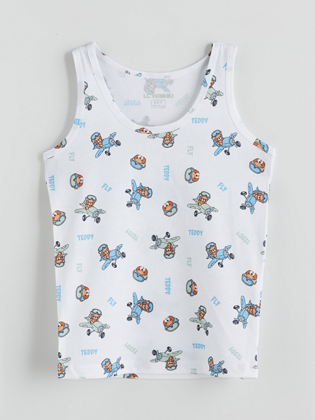 Beyaz Baskılı Erkek Çocuk Atlet