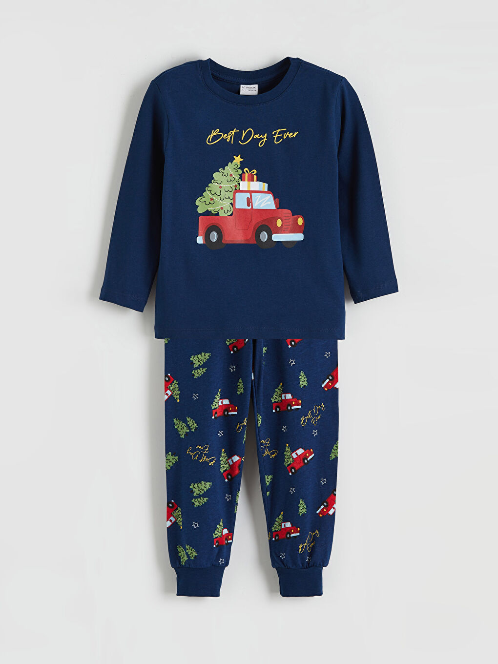 Crew Neck Printed Long Sleeve Boys' Pyjama Set