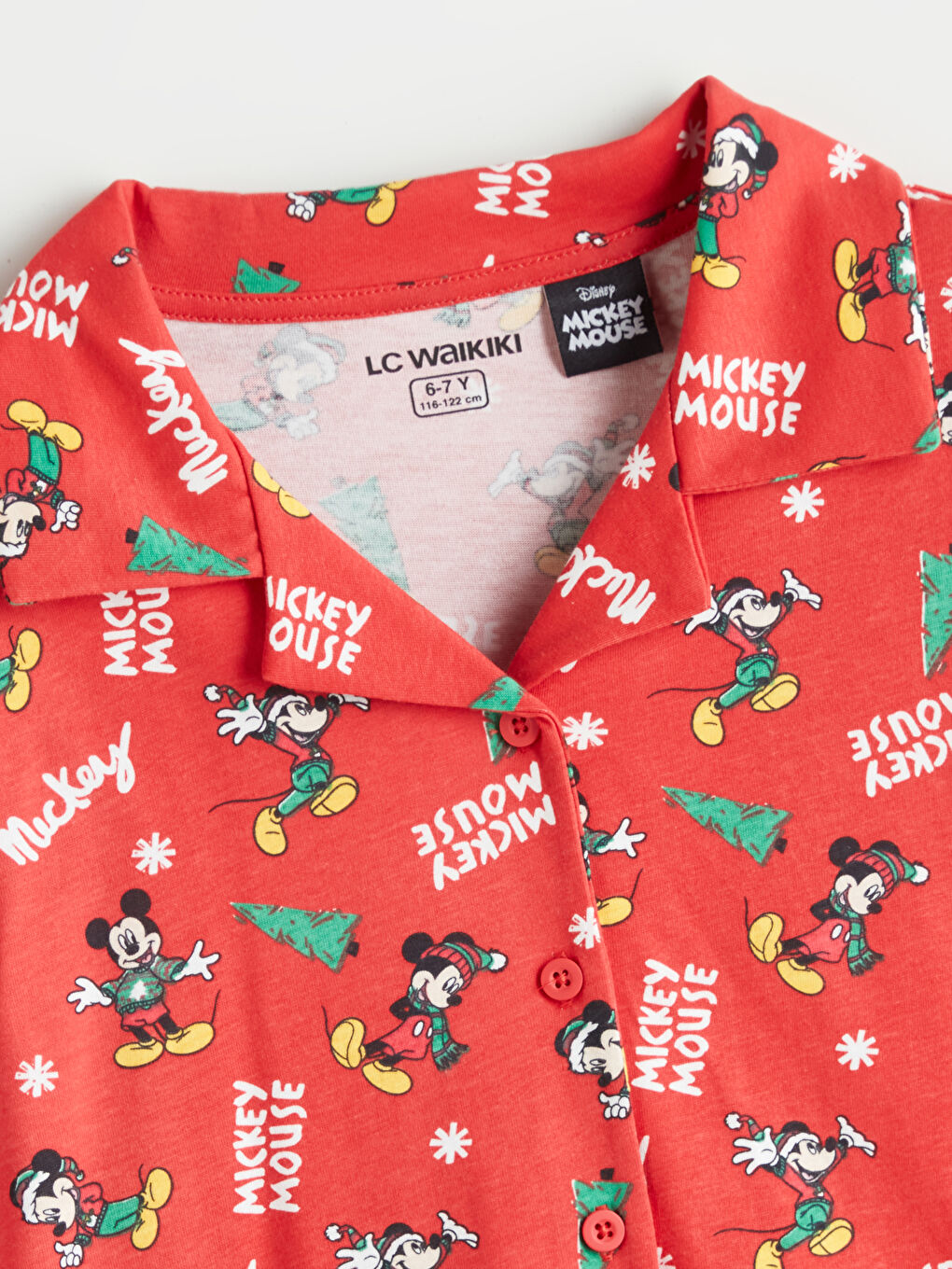 Collared Neck Mickey Mouse Printed Boys' Pyjama Set-3